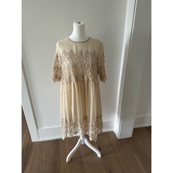 Miss Selfridge Womens Cream Lace Lined Lightweight Babydoll Dress Size 8 - Picture 2 of 12